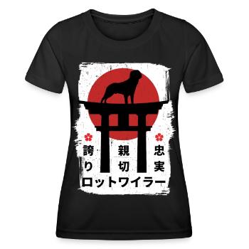 Rottweiler Hund Japan Kanji - Frauen Funktions-T-Shirt - Schwarz - Vorne - AI Model Female 172 light (172cm)