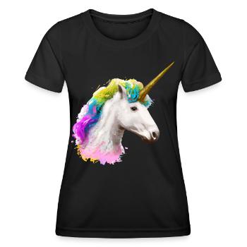 Farbenfrohes Einhorn - Frauen Funktions-T-Shirt - Schwarz - Vorne - AI Model Female 172 light (172cm)