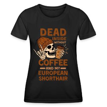 Café Européen amoureux des chats à poil court - T-shirt sport Femme - noir - Devant - AI Model Female 172 light (172cm)