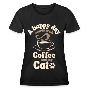 Coffee Cat lover - Women's Functional T-Shirt - black - Front - AI Model Female 172 light (172cm)