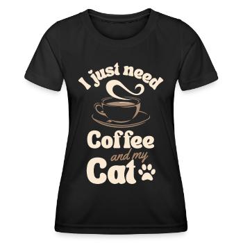 Coffee Cat lover - Women's Functional T-Shirt - black - Front - AI Model Female 172 light (172cm)