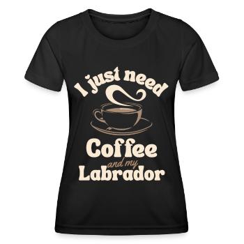 Kaffee Labrador Liebhaber - Frauen Funktions-T-Shirt - Schwarz - Vorne - AI Model Female 172 light (172cm)
