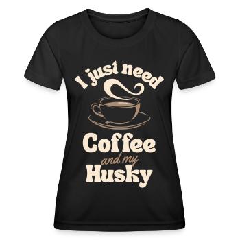 Coffee Husky lover - Women's Functional T-Shirt - black - Front - AI Model Female 172 light (172cm)