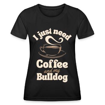 Kaffee-Bulldoggen-Liebhaber - Frauen Funktions-T-Shirt - Schwarz - Vorne - AI Model Female 172 light (172cm)