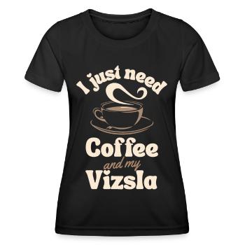 Amateur de café Vizsla - T-shirt sport Femme - noir - Devant - AI Model Female 172 light (172cm)