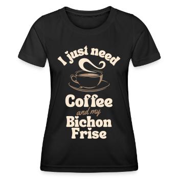 Kaffee-Bichon-Frise-Liebhaber - Frauen Funktions-T-Shirt - Schwarz - Vorne - AI Model Female 172 light (172cm)