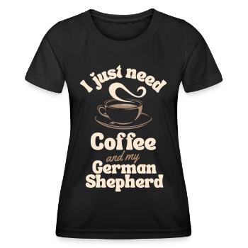 Coffee German-shepherd lover - Women's Functional T-Shirt - black - Front - AI Model Female 172 light (172cm)