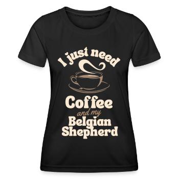 Coffee Belgian-shepherd lover - Women's Functional T-Shirt - black - Front - AI Model Female 172 light (172cm)