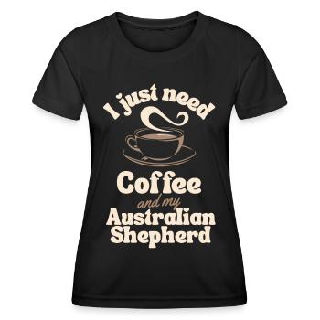 Coffee Australian-shepherd lover - Women's Functional T-Shirt - black - Front - AI Model Female 172 light (172cm)