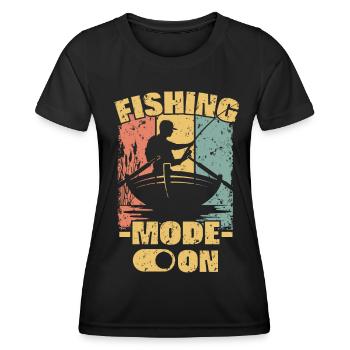 Pêche rétro - T-shirt sport Femme - noir - Devant - AI Model Female 172 light (172cm)