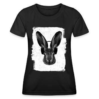 Bunny with Headphones - Women's Functional T-Shirt - black - Front - AI Model Female 172 light (172cm)