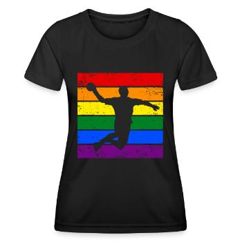 Handball LGBTQ - Frauen Funktions-T-Shirt - Schwarz - Vorne - AI Model Female 172 light (172cm)