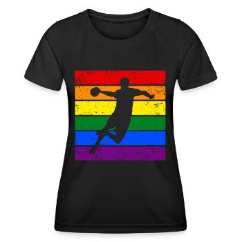 Handball LGBTQ - Frauen Funktions-T-Shirt - Schwarz - Vorne - AI Model Female 172 light (172cm)