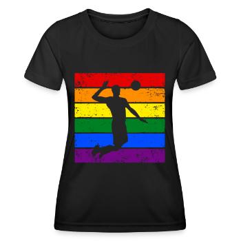 Volleyball LGBTQ - T-shirt sport Femme - noir - Devant - AI Model Female 172 light (172cm)