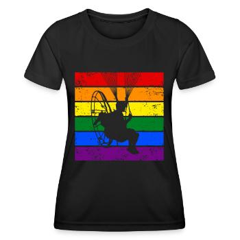 Paramoteur LGBTQ - T-shirt sport Femme - noir - Devant - AI Model Female 172 light (172cm)
