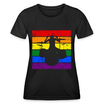 Tambour LGBTQ - T-shirt sport Femme - noir - Devant - AI Model Female 172 light (172cm)