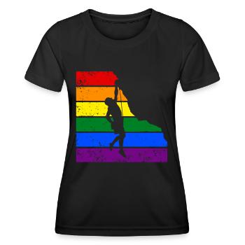 Klettern LGBTQ-Klettern - Frauen Funktions-T-Shirt - Schwarz - Vorne - AI Model Female 172 light (172cm)