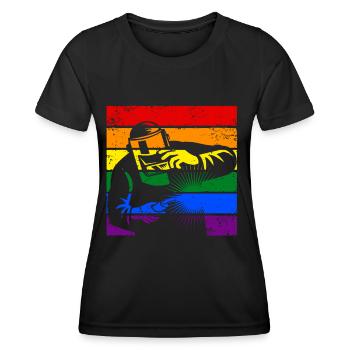 Schweißen LGBTQ - Frauen Funktions-T-Shirt - Schwarz - Vorne - AI Model Female 172 light (172cm)