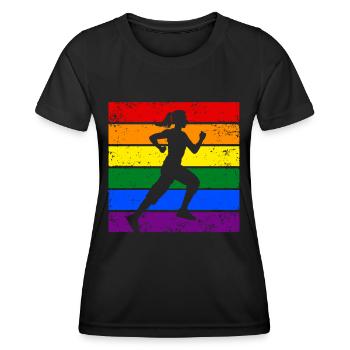 LGBTQ betreiben - Frauen Funktions-T-Shirt - Schwarz - Vorne - AI Model Female 172 light (172cm)