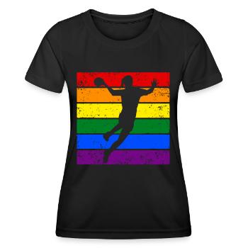 Handball LGBTQ Frauenhandball - Frauen Funktions-T-Shirt - Schwarz - Vorne - AI Model Female 172 light (172cm)