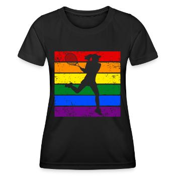 Frauen Tennis LGBTQ - Frauen Funktions-T-Shirt - Schwarz - Vorne - AI Model Female 172 light (172cm)