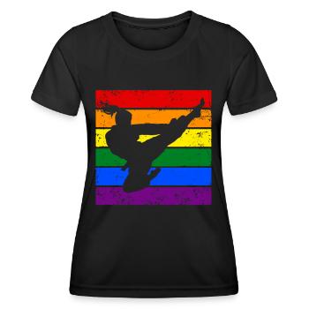 Frauen Taekwondo LGBTQ - Frauen Funktions-T-Shirt - Schwarz - Vorne - AI Model Female 172 light (172cm)