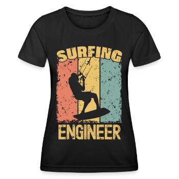 Ingénieur Kitesurf rétro - T-shirt sport Femme - noir - Devant - AI Model Female 172 light (172cm)