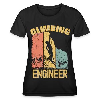 Ingénieur grimpeur rétro - T-shirt sport Femme - noir - Devant - AI Model Female 172 light (172cm)