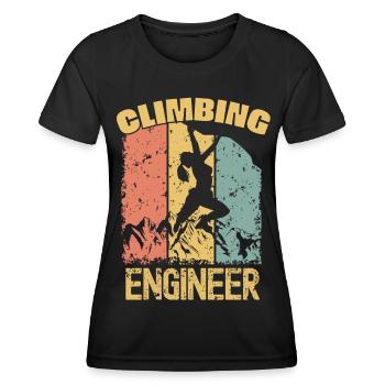 Ingénieur grimpeur rétro - T-shirt sport Femme - noir - Devant - AI Model Female 172 light (172cm)
