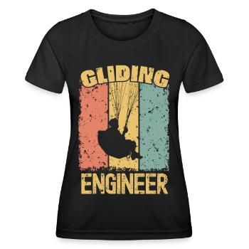 Ingénieur Parapente rétro - T-shirt sport Femme - noir - Devant - AI Model Female 172 light (172cm)
