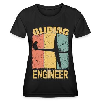 Ingénieur de vol à voile rétro - T-shirt sport Femme - noir - Devant - AI Model Female 172 light (172cm)