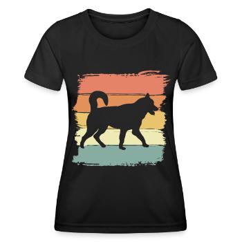 Husky Retro - Frauen Funktions-T-Shirt - Schwarz - Vorne - AI Model Female 172 light (172cm)