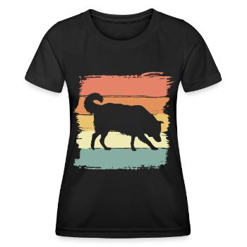 Border-collie rétro - T-shirt sport Femme - noir - Devant - AI Model Female 172 light (172cm)