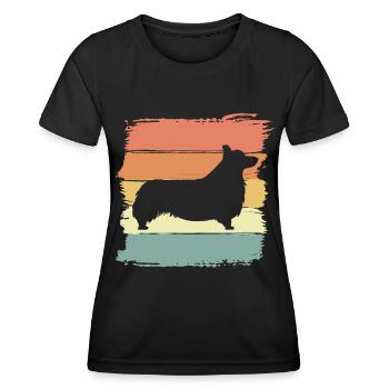 Corgi Retro - Frauen Funktions-T-Shirt - Schwarz - Vorne - AI Model Female 172 light (172cm)