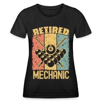 Billard pensionierter Mechaniker - Frauen Funktions-T-Shirt - Schwarz - Vorne - AI Model Female 172 light (172cm)
