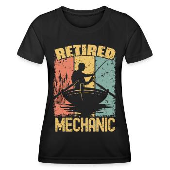 Mécanicien de pêche à la retraite - T-shirt sport Femme - noir - Devant - AI Model Female 172 light (172cm)