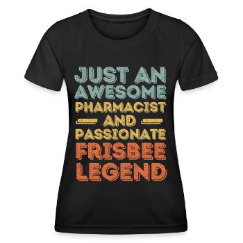 Pharmacist Frisbee legend retro - Women's Functional T-Shirt - black - Front - AI Model Female 172 light (172cm)