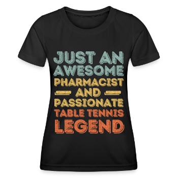 Pharmacien Légende du tennis de table rétro - T-shirt sport Femme - noir - Devant - AI Model Female 172 light (172cm)