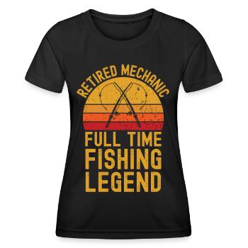 Mécanicien légende de la pêche à la retraite - T-shirt sport Femme - noir - Devant - AI Model Female 172 light (172cm)