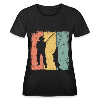 Pêche rétro - T-shirt sport Femme - noir - Devant - AI Model Female 172 light (172cm)
