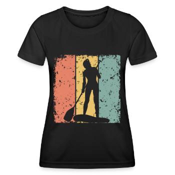 Damen Paddleboard retro - Frauen Funktions-T-Shirt - Schwarz - Vorne - AI Model Female 172 light (172cm)