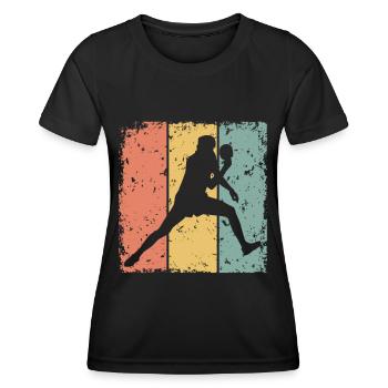 Tennis de table rétro - T-shirt sport Femme - noir - Devant - AI Model Female 172 light (172cm)