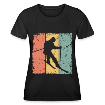 Skifahren im Retro-Bereich - Frauen Funktions-T-Shirt - Schwarz - Vorne - AI Model Female 172 light (172cm)