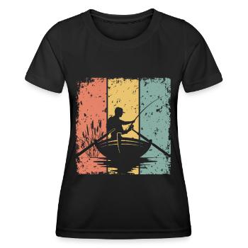 Angeln im Retro-Stil - Frauen Funktions-T-Shirt - Schwarz - Vorne - AI Model Female 172 light (172cm)