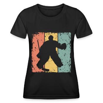 Eishockey Torwart retro - Frauen Funktions-T-Shirt - Schwarz - Vorne - AI Model Female 172 light (172cm)