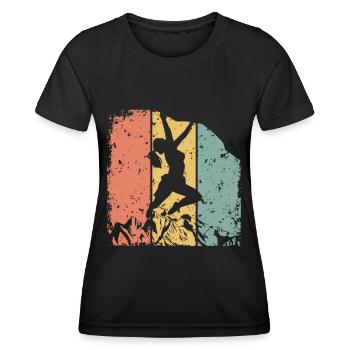 Frauen Klettern retro - Frauen Funktions-T-Shirt - Schwarz - Vorne - AI Model Female 172 light (172cm)