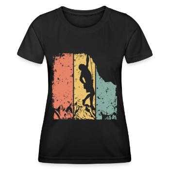 Klettern im Retro - Frauen Funktions-T-Shirt - Schwarz - Vorne - AI Model Female 172 light (172cm)