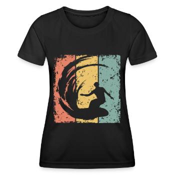 Surfen im Retro - Frauen Funktions-T-Shirt - Schwarz - Vorne - AI Model Female 172 light (172cm)