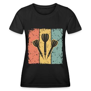 Darts retro - Women's Functional T-Shirt - black - Front - AI Model Female 172 light (172cm)