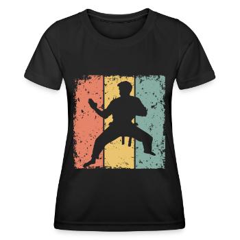 Karate Retro - Frauen Funktions-T-Shirt - Schwarz - Vorne - AI Model Female 172 light (172cm)